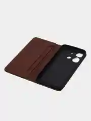 Коричневый чехол-книжка для Tecno Spark Go 2023 (Текно спарк гоу 2023) из искусственной эко кожи