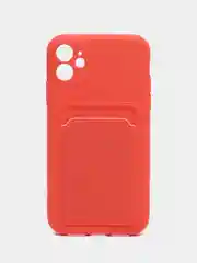 Коралловый чехол на iPhone (Айфон) 11, 13, 14, 7 8 Plus X XR XS, 12 Mini Pro Max, с карманом для карт