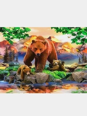 Fortunna алмазная мозаика, картина стразами, набор для творчества 5D, Медведи, 45 х 30 см