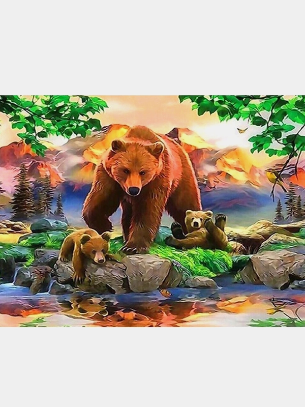 Fortunna алмазная мозаика, картина стразами, набор для творчества 5D, Медведи, 45 х 30 см