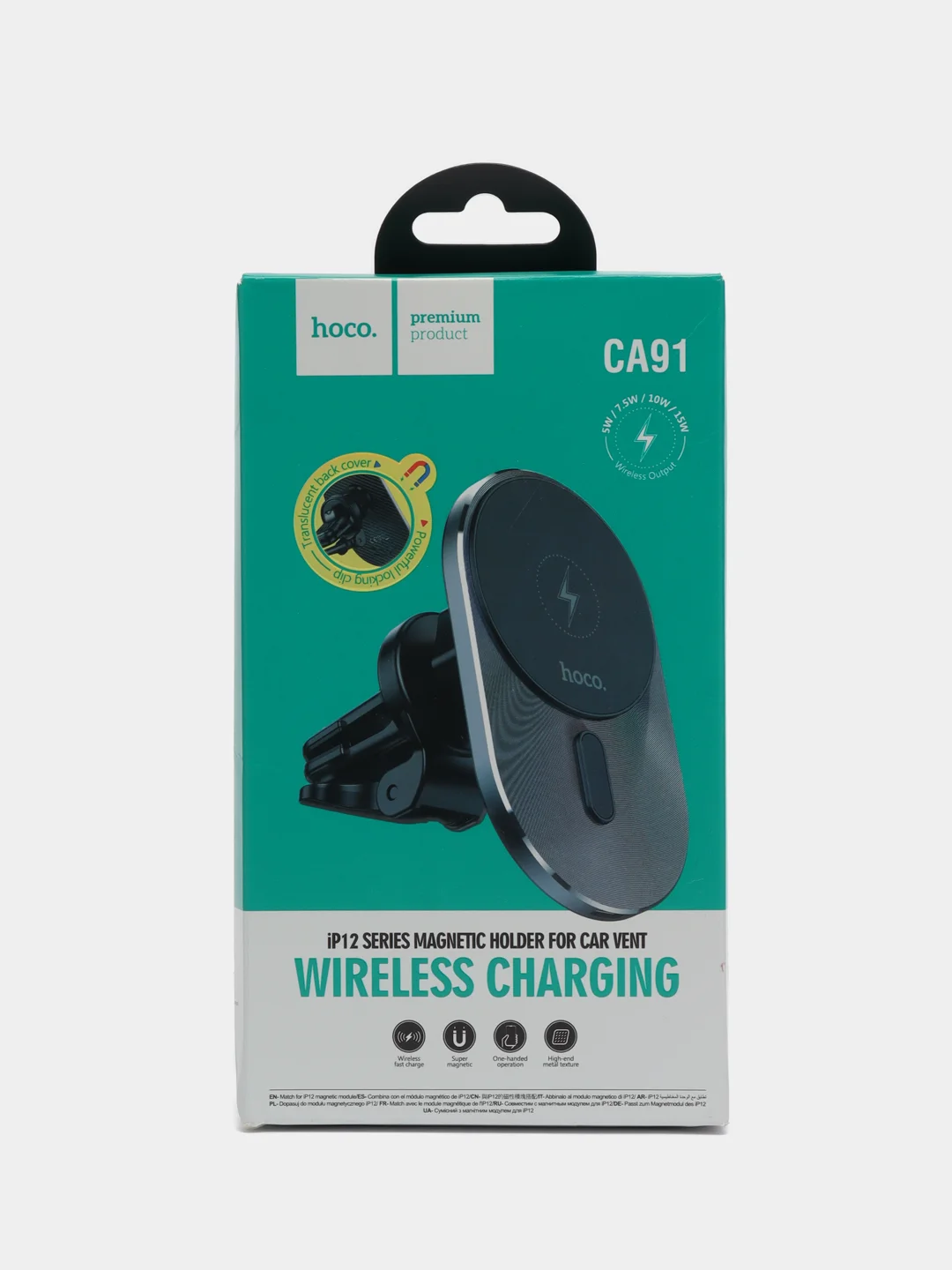 Держатель для телефона магнитный с беспроводной зарядкой 15W Hoco CA91 MagSafe для iPhone