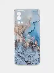 Голубой силиконовый чехол на Oppo A55 4G / Оппо А55 4G прозрачный, с рисунком, защита камеры