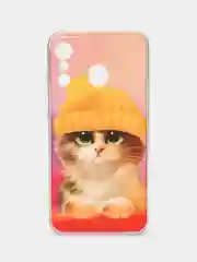 Желтый силиконовый чехол на Itel A27 / Ител А27 прозрачный, с рисунком, защита камеры