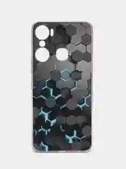 Бирюзовый силиконовый чехол на Infinix Hot 12 Pro / Инфиникс Хот 12 Про с рисунком, защита камеры