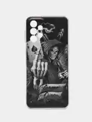 Оливковый чехол силиконовый на Samsung Galaxy A23 / Самсунг А23 прозрачный с рисунком, защита камеры