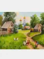 Хаки алмазная мозаика на подрамнике, 40 х 50 см, "Кул-Шариф, пейзаж,  природа,  лебеди, ангел"