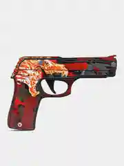 Красный пистолет резинкострел из игры CS GO, деревянный