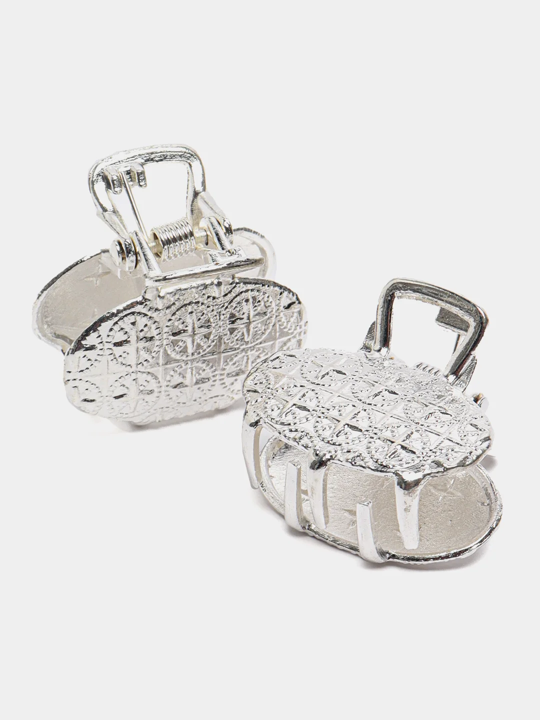 Серебряный заколка краб для волос, крабик маленький, металл, 2,5 см, 2 штуки