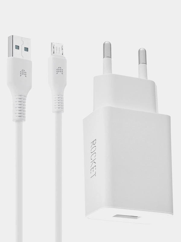 Зарядное устройство для телефона ROCKET Base 10,5W, USB-A + кабель USB-A / Micro-USB