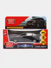Черный машина LADA XRAY, 12 см, Технопарк, открываются передние двери и багажник, металлическая