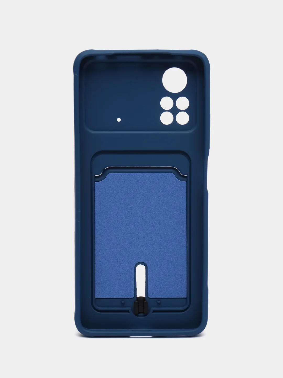 Синий чехол Xiaomi Poco X4 Pro (Сяоми Поко Х4 Про), силиконовый, с карманом для карты