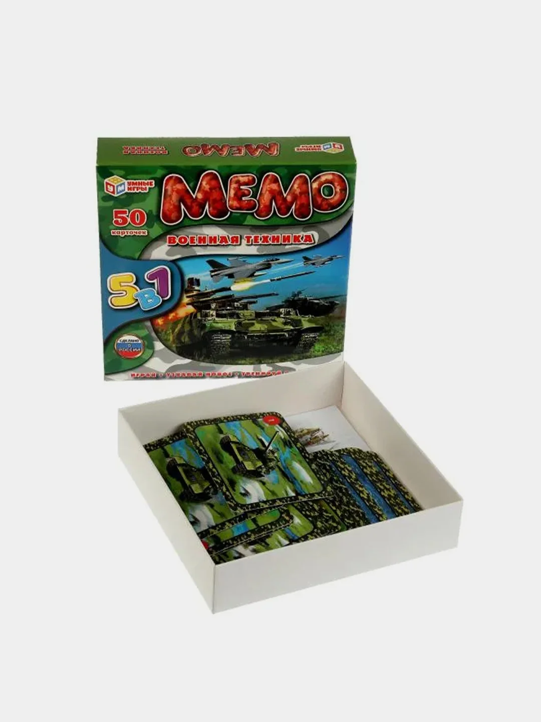 Настольная игра Умные игры Мемо Военная техника, 5 в 1, 50 карточек