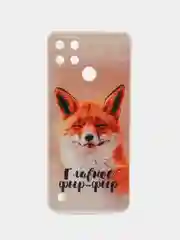 Оранжевый силиконовый чехол на Oppo Realme C21Y/C25Y / Оппо Реалми C21Y/C25Y прозрачный, с рисунком