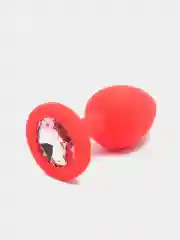 Красный анальная пробка силиконовая, пробка анальная со стразой