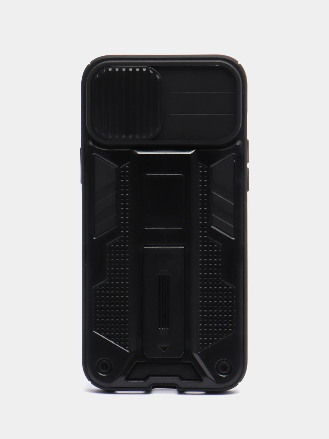 Черный чехол на айфон (iPhone) 11 12 13 / 14 Pro Max Plus силиконовый с подставкой