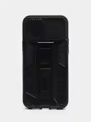 Черный чехол на айфон (iPhone) 11 12 13 / 14 Pro Max Plus силиконовый с подставкой