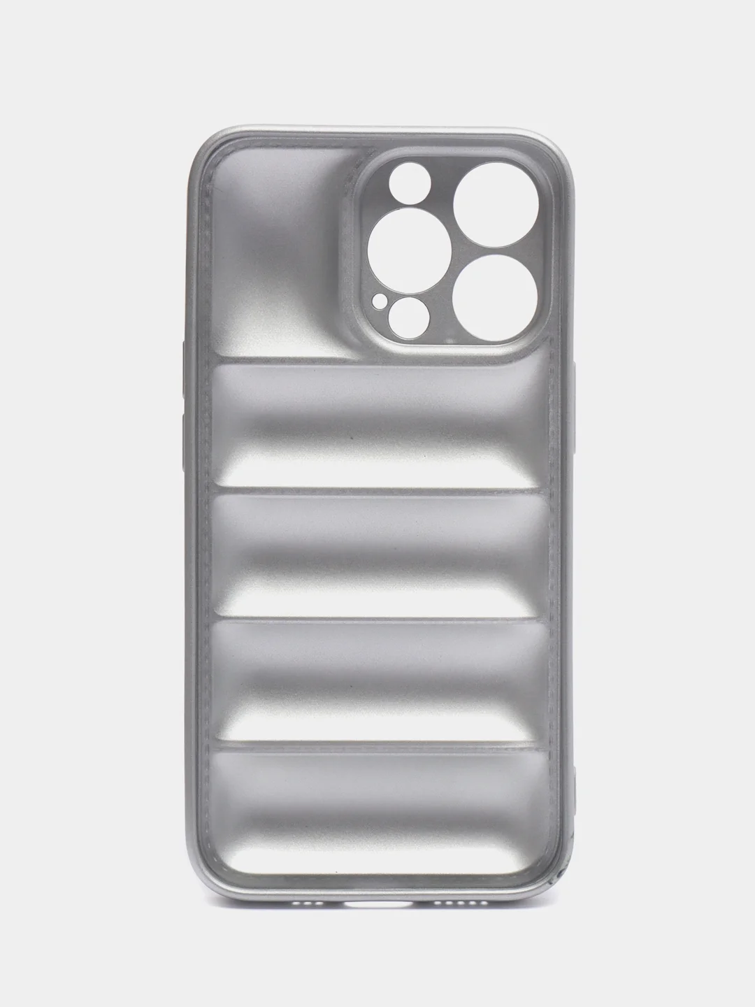 Серебряный чехол-пуховик на iPhone 11, 12, 13 / 14 Pro Max / 7, 8 Plus / XR Айфон Про Макс