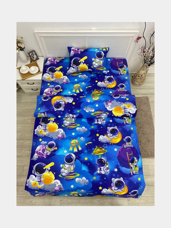 Постельное белье детское 1,5 спальный Бязь ivSubelIa "Космический полет", 50x70