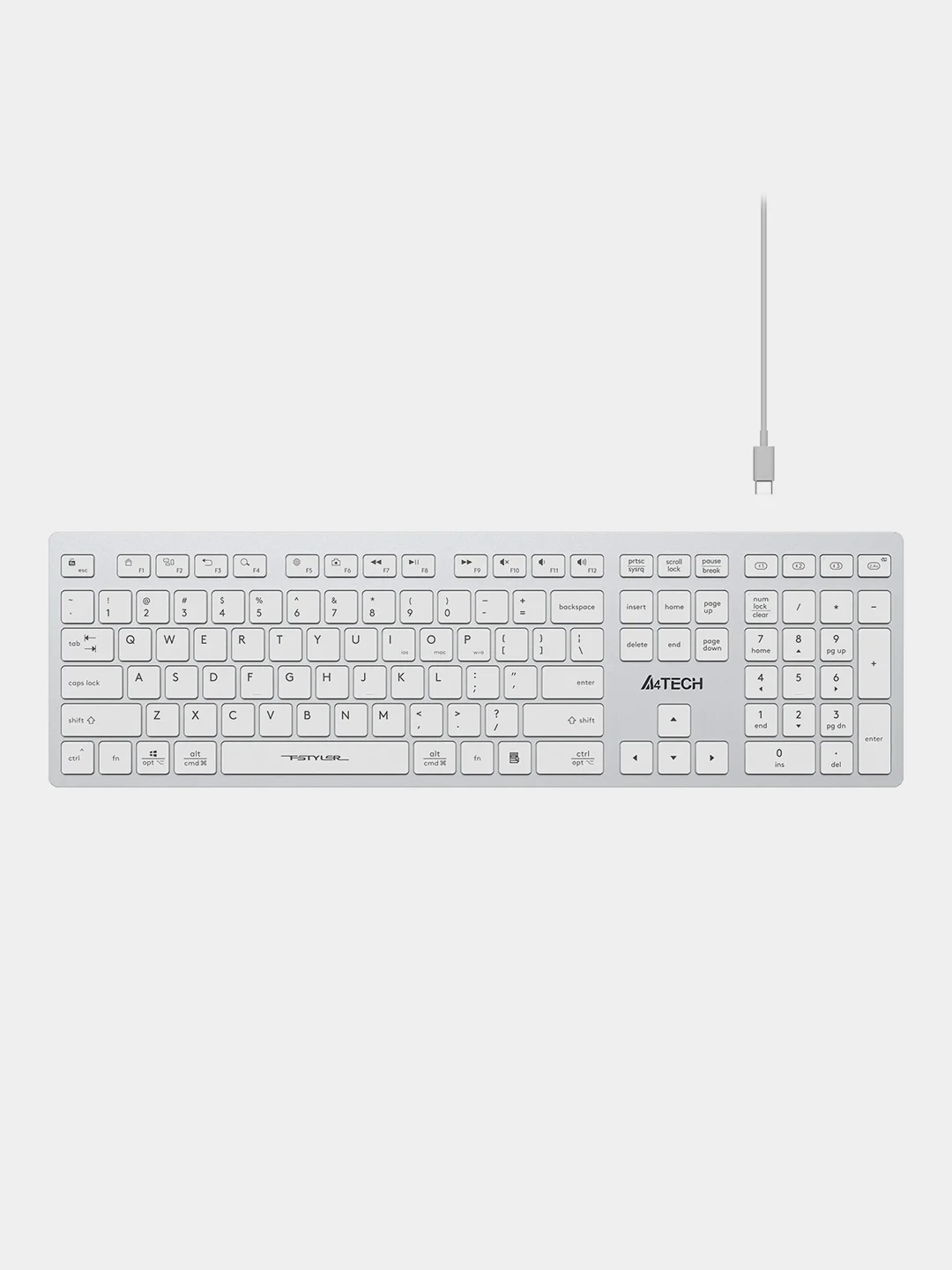 Белый беспроводная клавиатура A4Tech Fstyler FBX50C, Slim