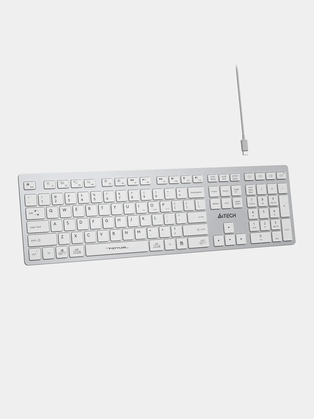 Белый беспроводная клавиатура A4Tech Fstyler FBX50C, Slim