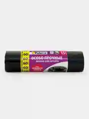 Мешки для мусора ОСОБО ПРОЧНЫЕ Paterra, 60 л, 12 мкм, 15 шт. в рулоне. Комплект 2 шт.