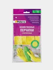 Перчатки хозяйственные резиновые SUPER ПРОЧНЫЕ Paterra, размер L. Комплект 2 шт.