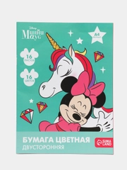 Бумага цветная двусторонняя, А4, 16 л., 16 цв., "Единорог, Минни Маус"