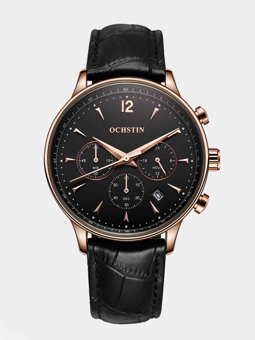 Черный мужские наручные часы Ochstin 6050A с хронографом в подарочной упаковке