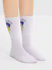 Синий белые носки с принтом, хлопок
