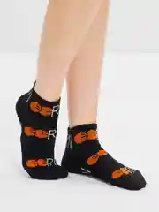 Черный носки женские короткие низкие с принтом смайл smile yjcrb