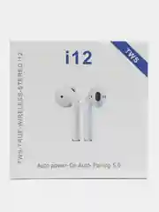 Беспроводные наушники i12 белые / Беспроводные сенсорные Bluetooth наушники