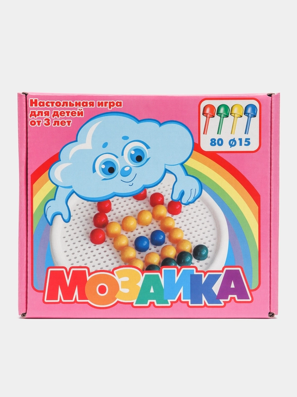 Мозаика детская, круглая, 80 деталей, диаметр 15 мм