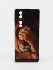 Светло-бежевый силиконовый чехол на Honor 70 / Хонор 70 прозрачный, с рисунком, защита камеры