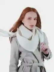 Белый косынка кожаная двусторонняя,  платок женский из экокожи