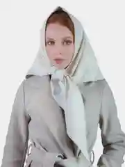 Белый косынка кожаная двусторонняя,  платок женский из экокожи