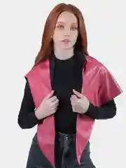 Кораллово-розовый косынка кожаная двусторонняя, платок женский из экокожи