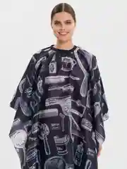 Черный пеньюар парикмахерский для стрижки волос