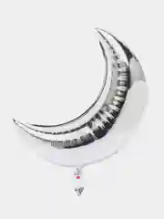 Серебряный шар фольгированный Луна, Полумесяц, 28"