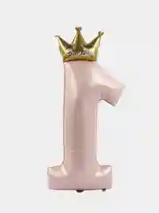 Шар фольгированный, 40", Цифра 1 с короной, цвет карамель