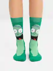 Зеленый носки высокие мужские унисекс с принтом мультфильм "Rick and Morty" носочки женские