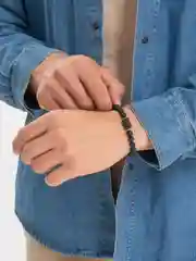 Бежевый браслет мужской / женский знак зодиака, из камня Агат