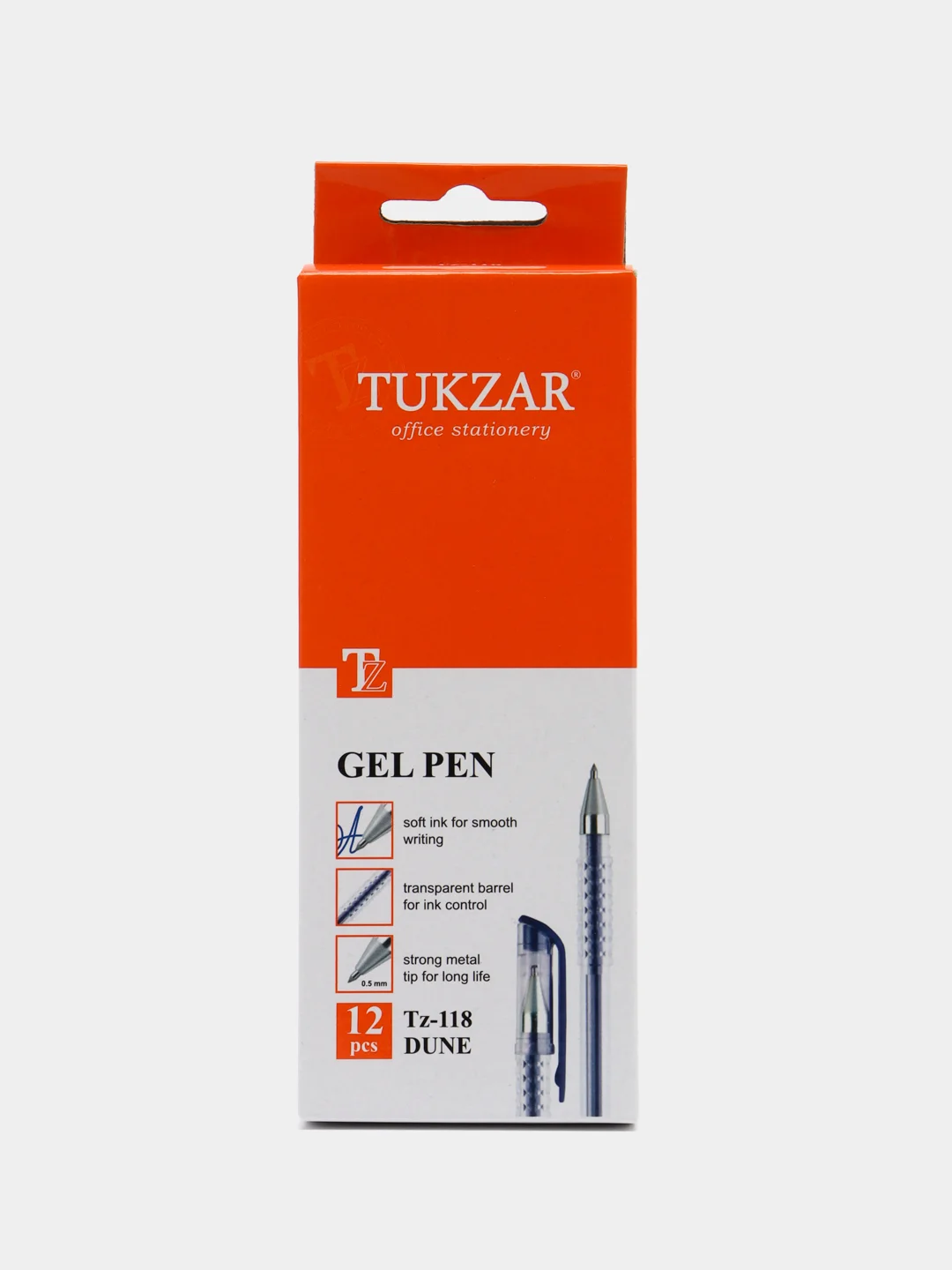 Ручка гелевая синяя TZ 118, 12 штук