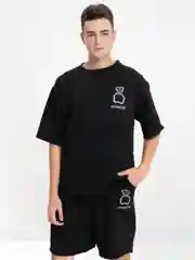 Черный костюм мужской, шорты мужские, футболка мужская оверсайз