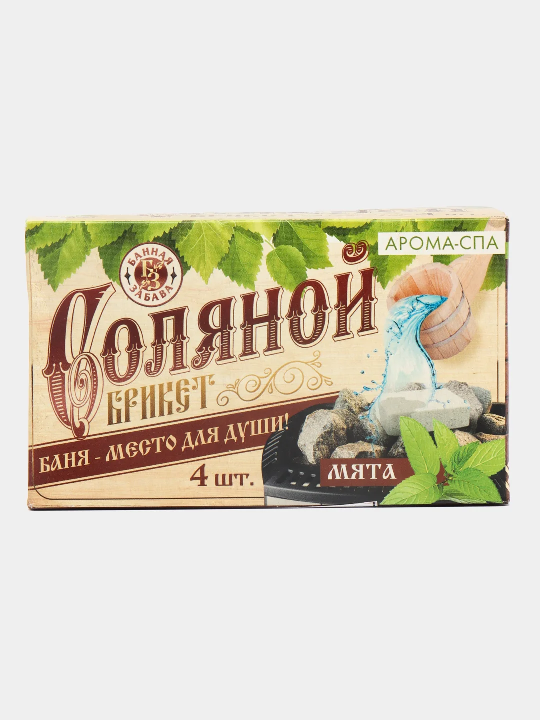 Соляной брикет для бани, с ароматом, 4 штуки