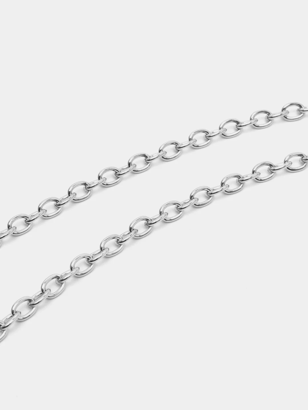 Серебряный цепочка для сумки с маленькими карабинами, 120 см