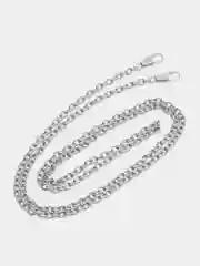 Серебряный цепочка для сумки с маленькими карабинами, 120 см