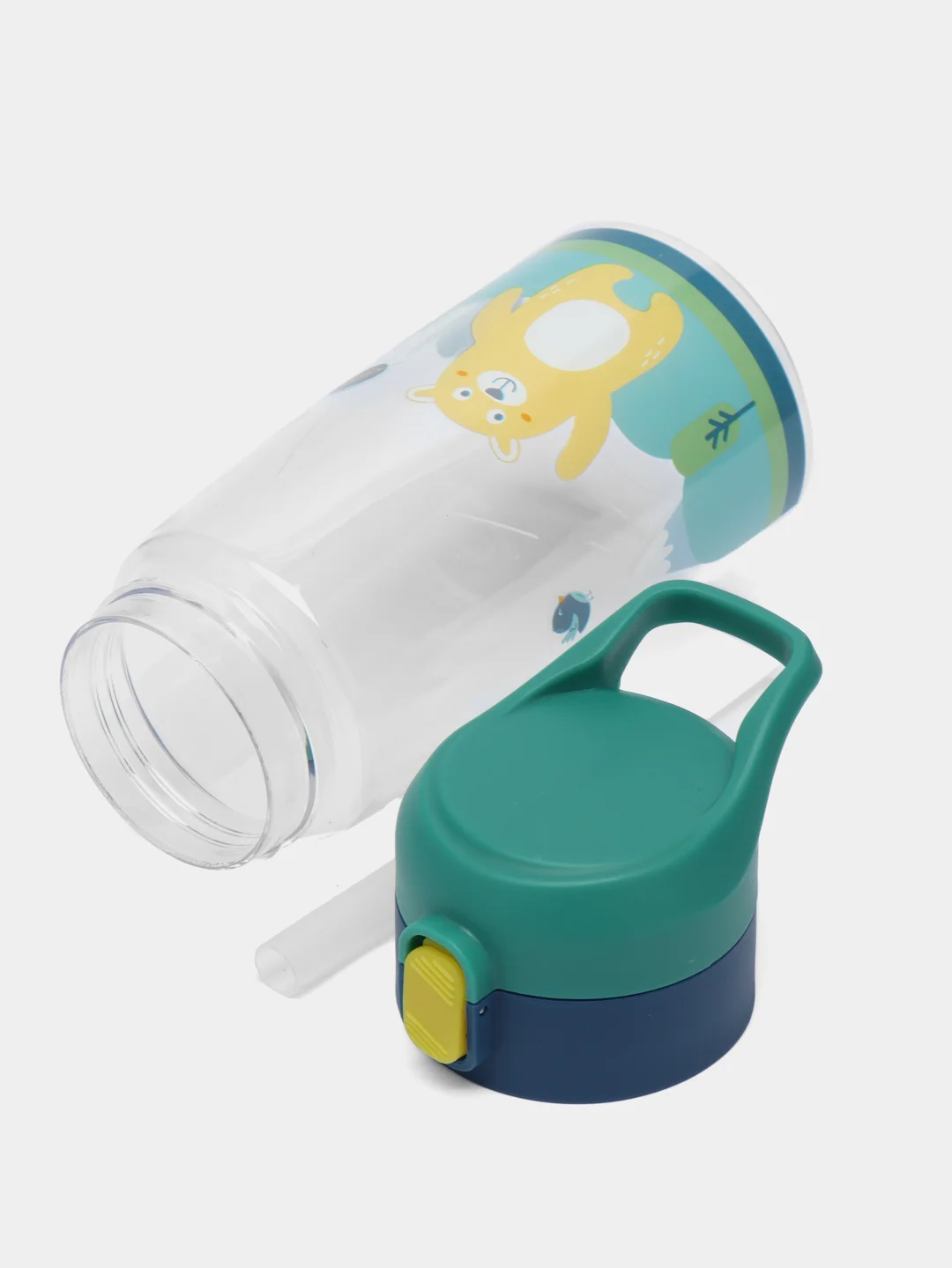 Зеленый бутылка для воды детская, с трубочкой, BPA Free, непроливайка, 500 мл, от 3 лет