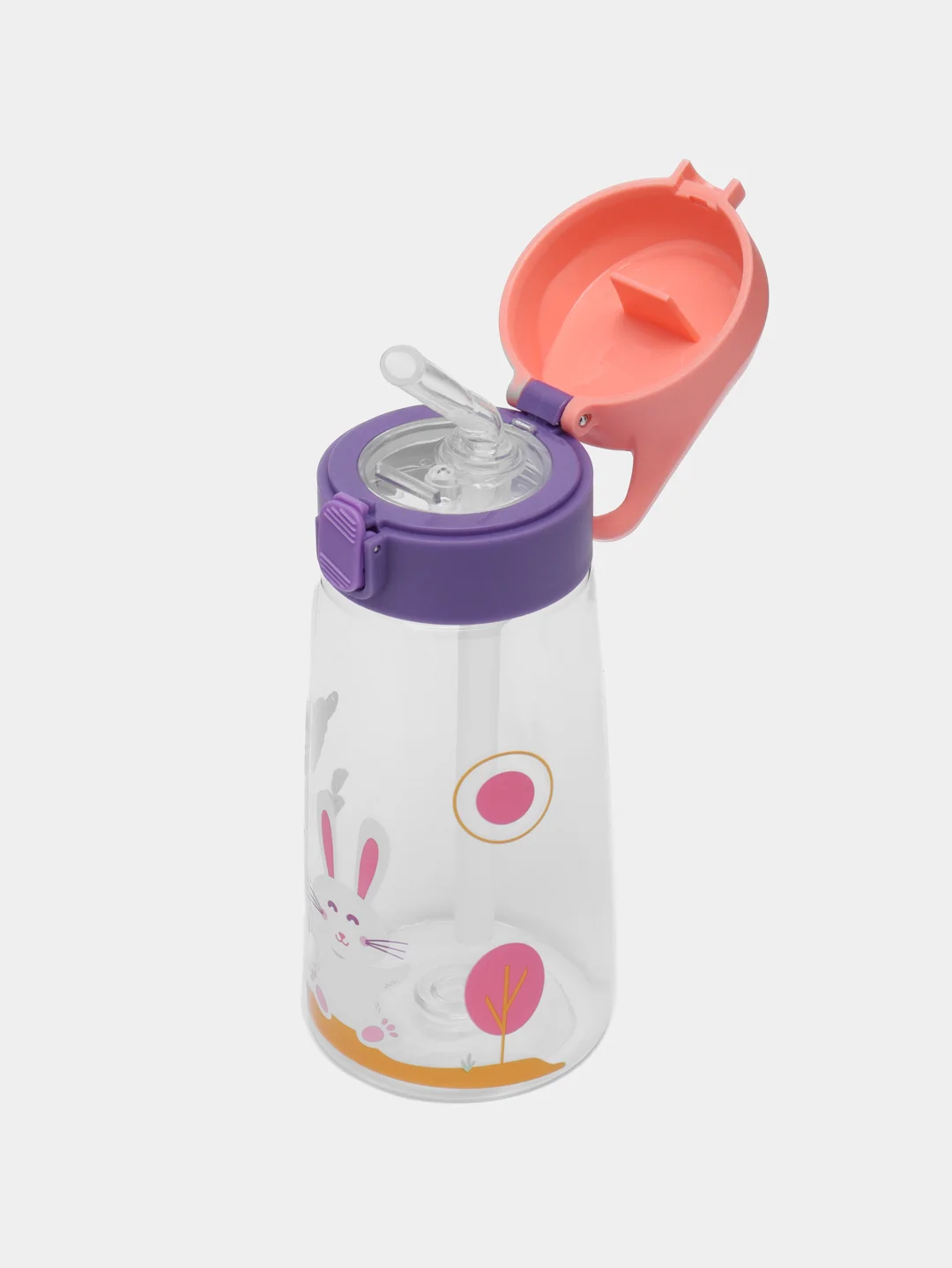 Кораллово-розовый бутылка для воды детская, с трубочкой, BPA Free, непроливайка, 500 мл, от 3 лет