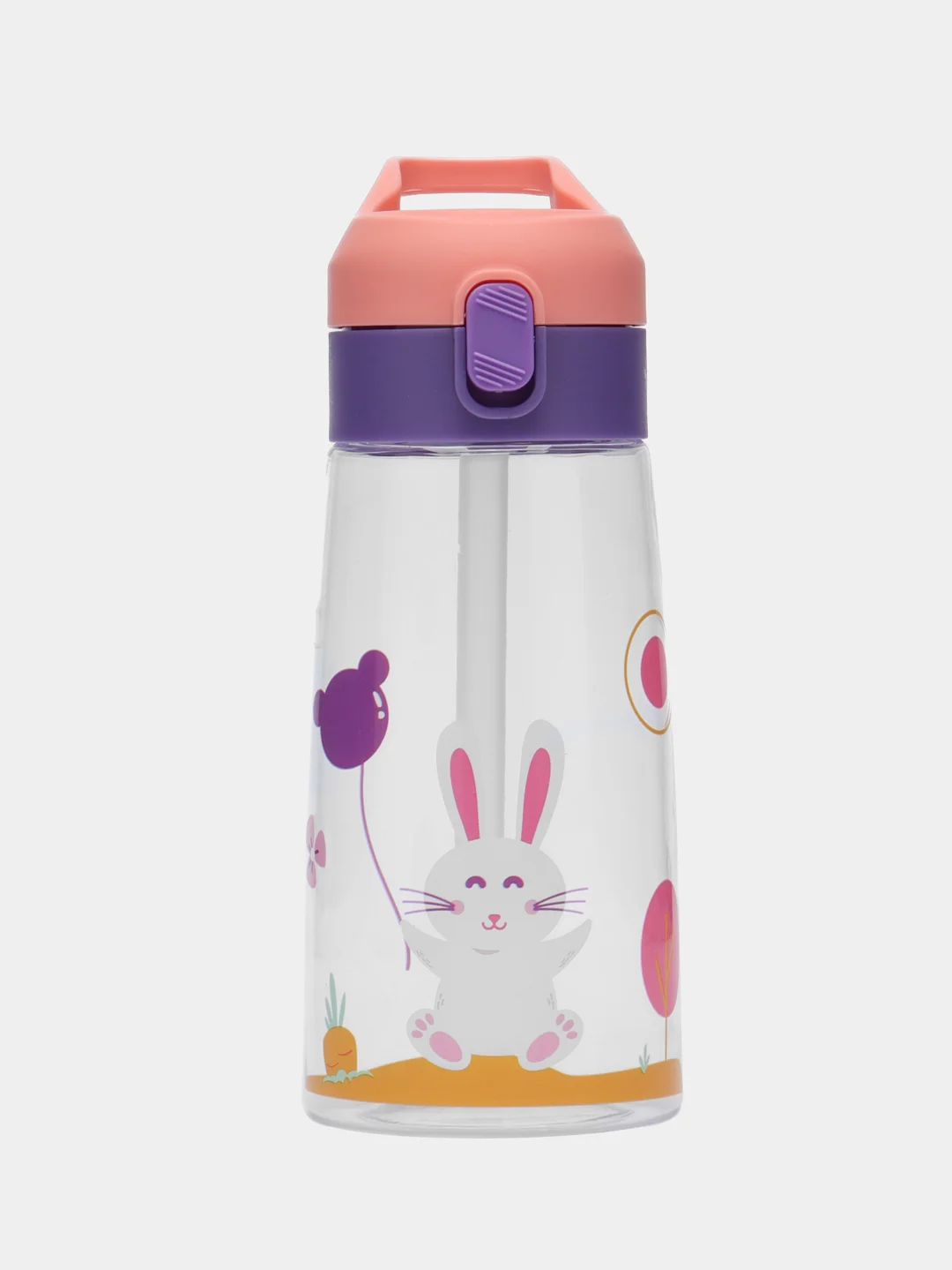 Кораллово-розовый бутылка для воды детская, с трубочкой, BPA Free, непроливайка, 500 мл, от 3 лет