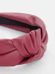 Красный кожаный ободок для волос с узлом